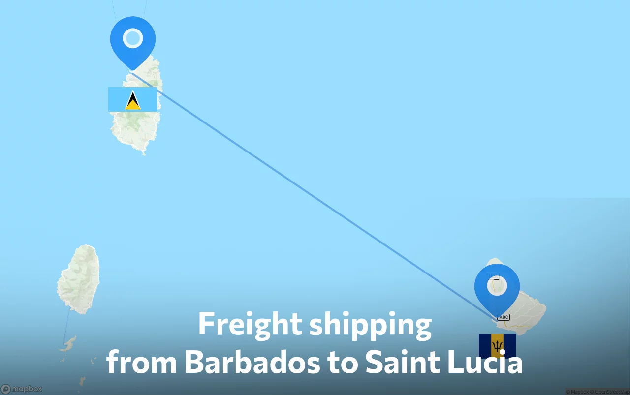 Shipping route from Barbados to Saint Lucia