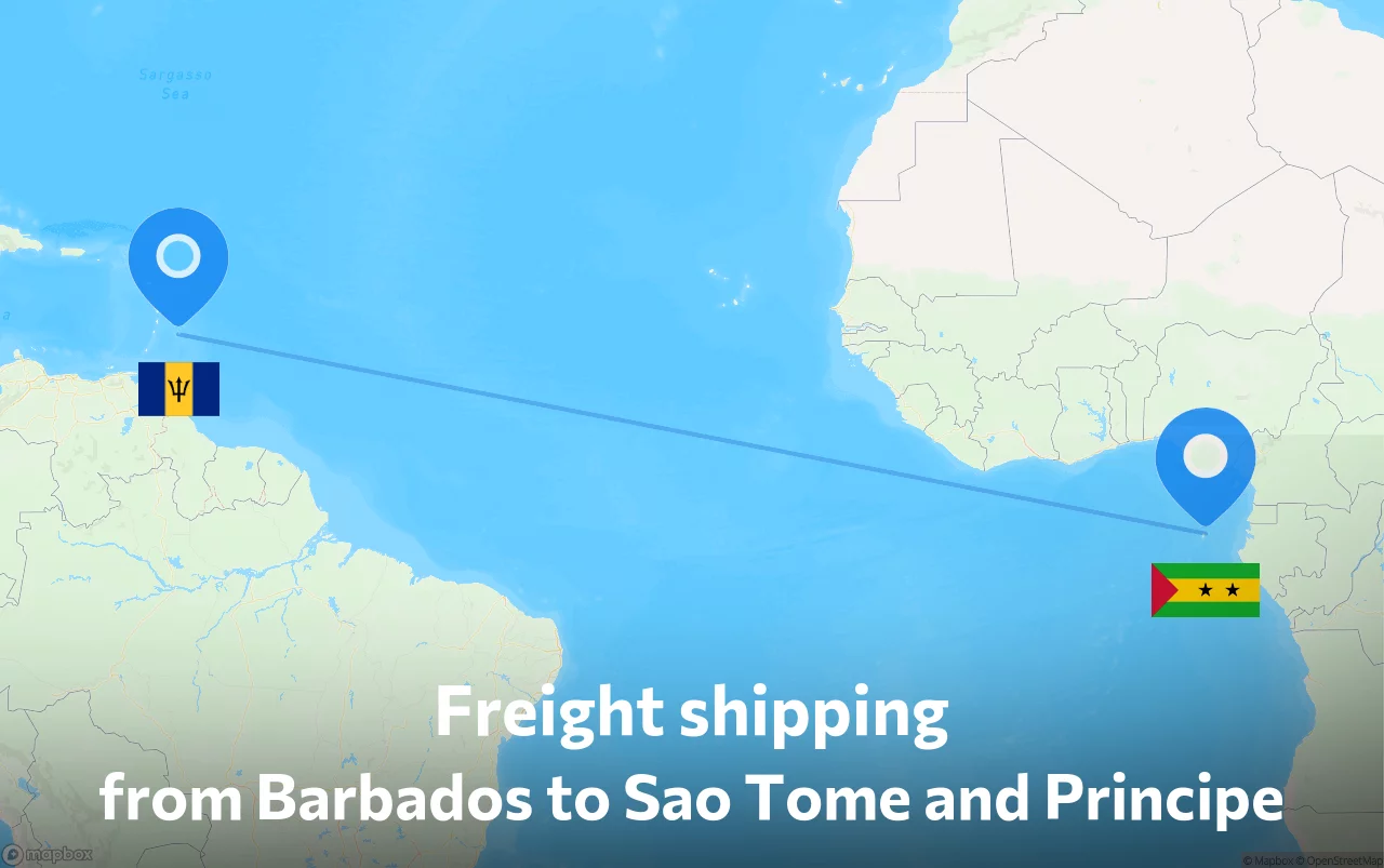 Shipping route from Barbados to Sao Tome and Principe