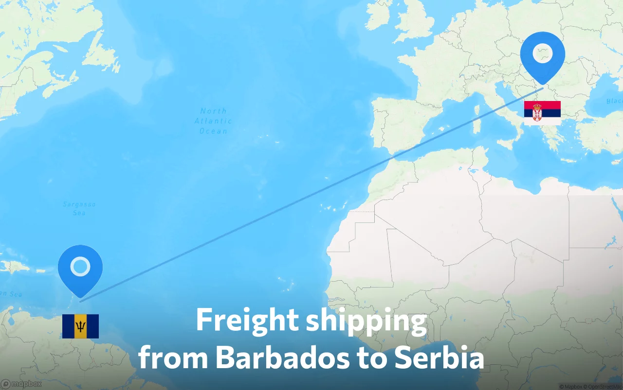 Shipping route from Barbados to Serbia