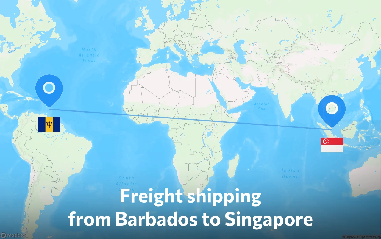 Shipping route from Barbados to Singapore