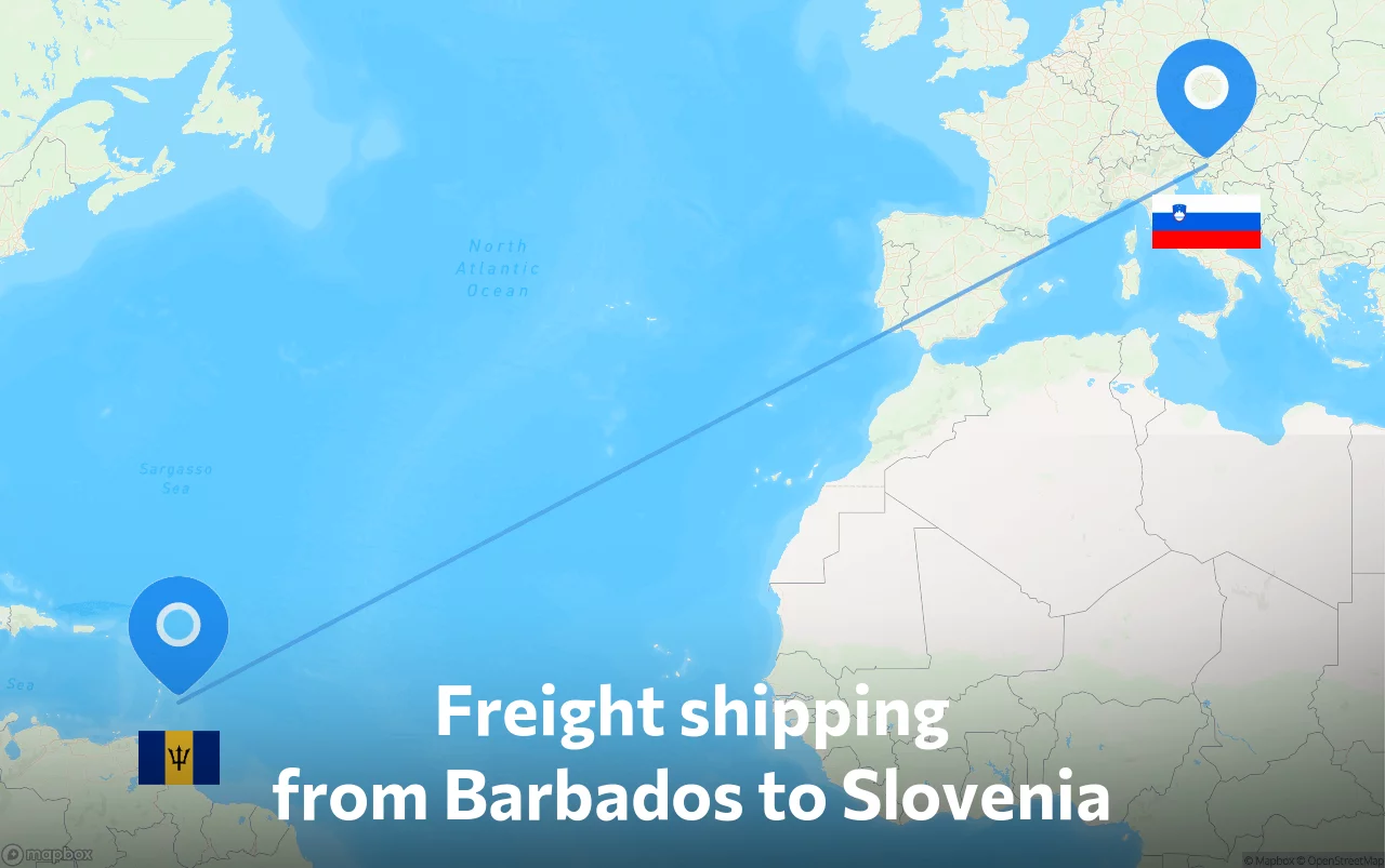 Shipping route from Barbados to Slovenia