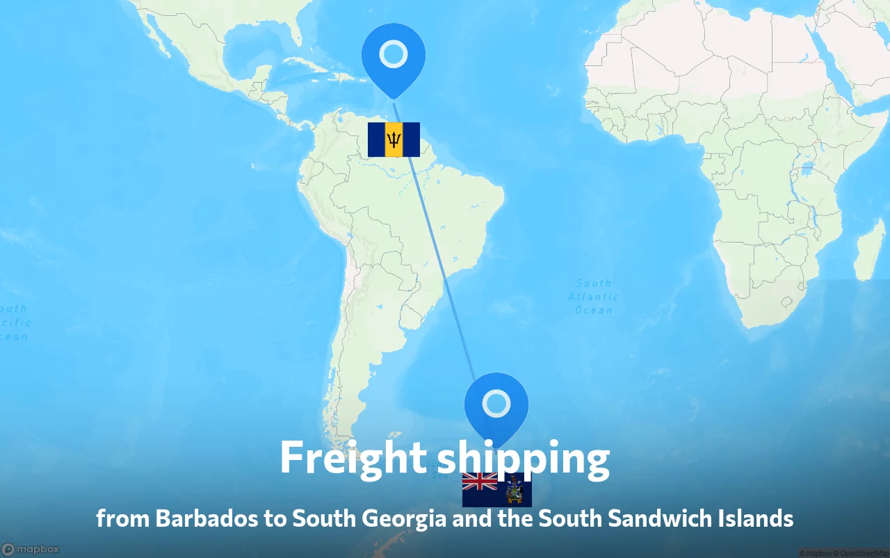 Shipping route from Barbados to South Georgia and the South Sandwich Islands