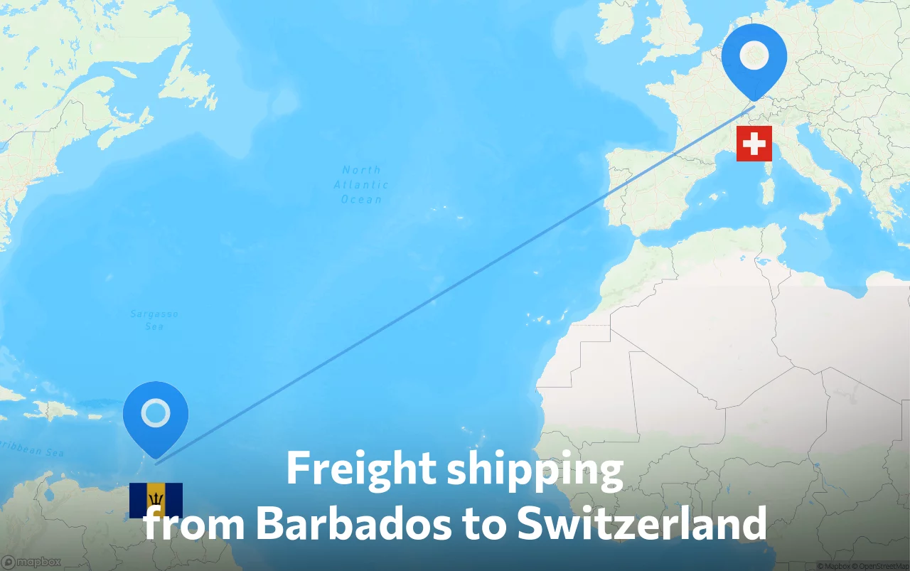 Shipping route from Barbados to Switzerland