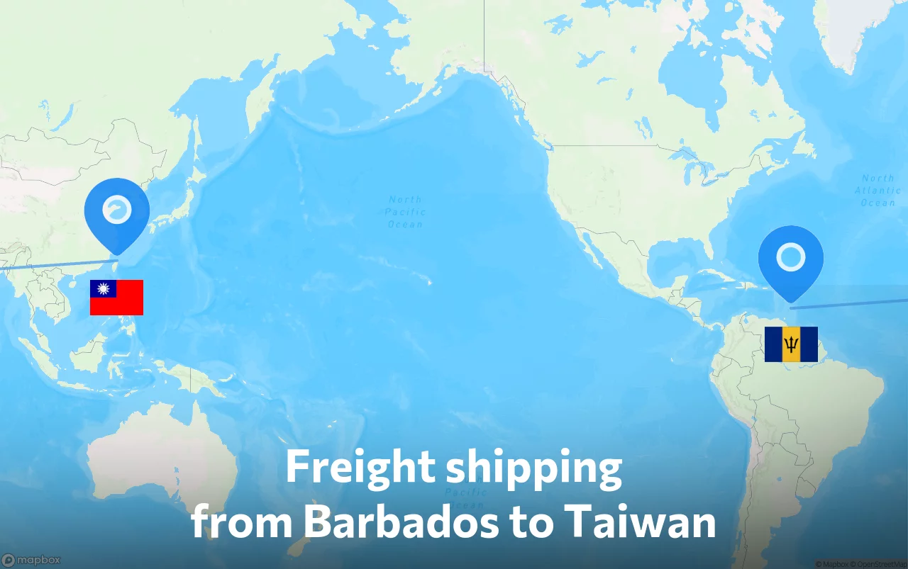 Shipping route from Barbados to Taiwan