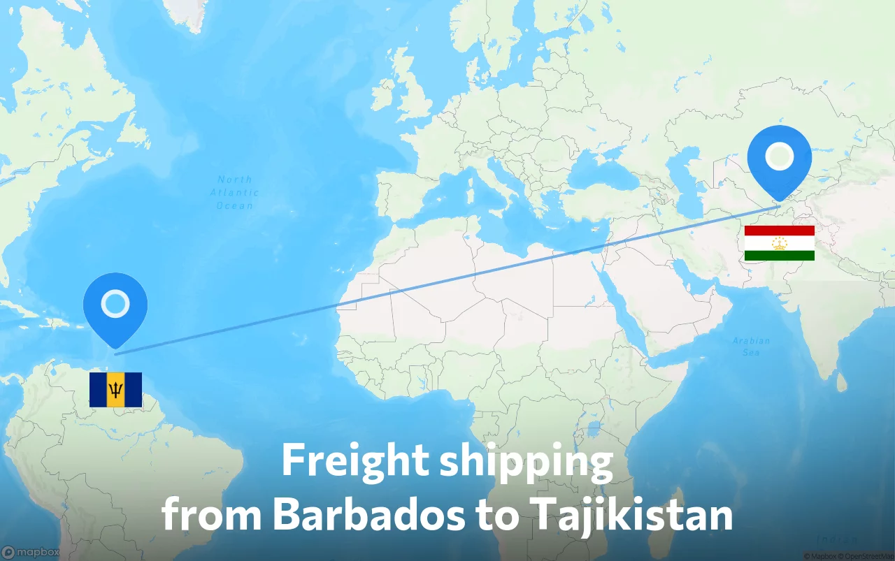 Shipping route from Barbados to Tajikistan
