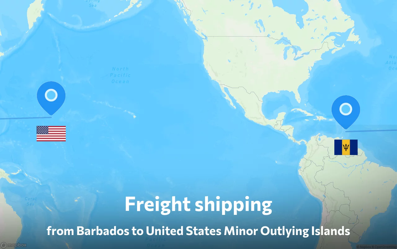 Shipping route from Barbados to United States Minor Outlying Islands