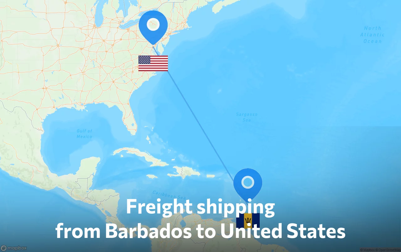 Shipping route from Barbados to United States