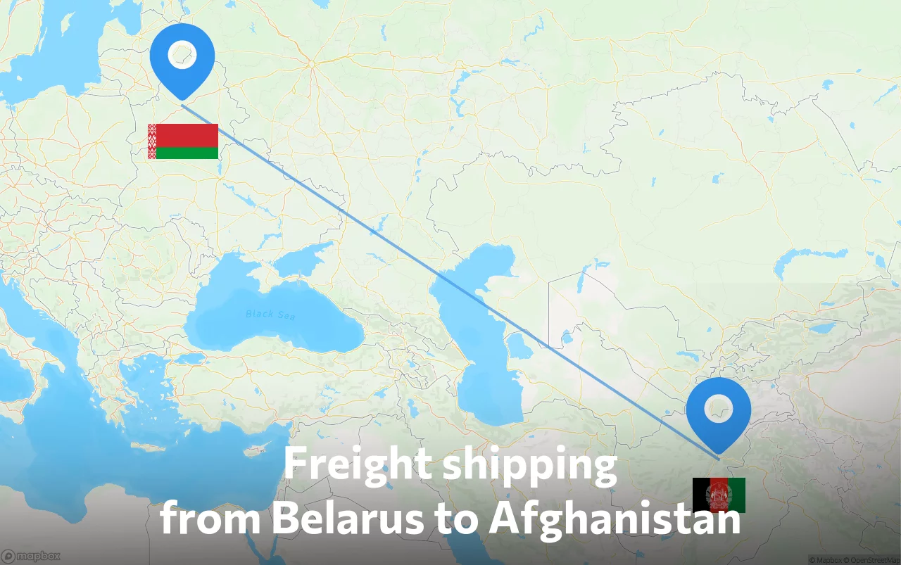 Shipping route from Belarus to Afghanistan