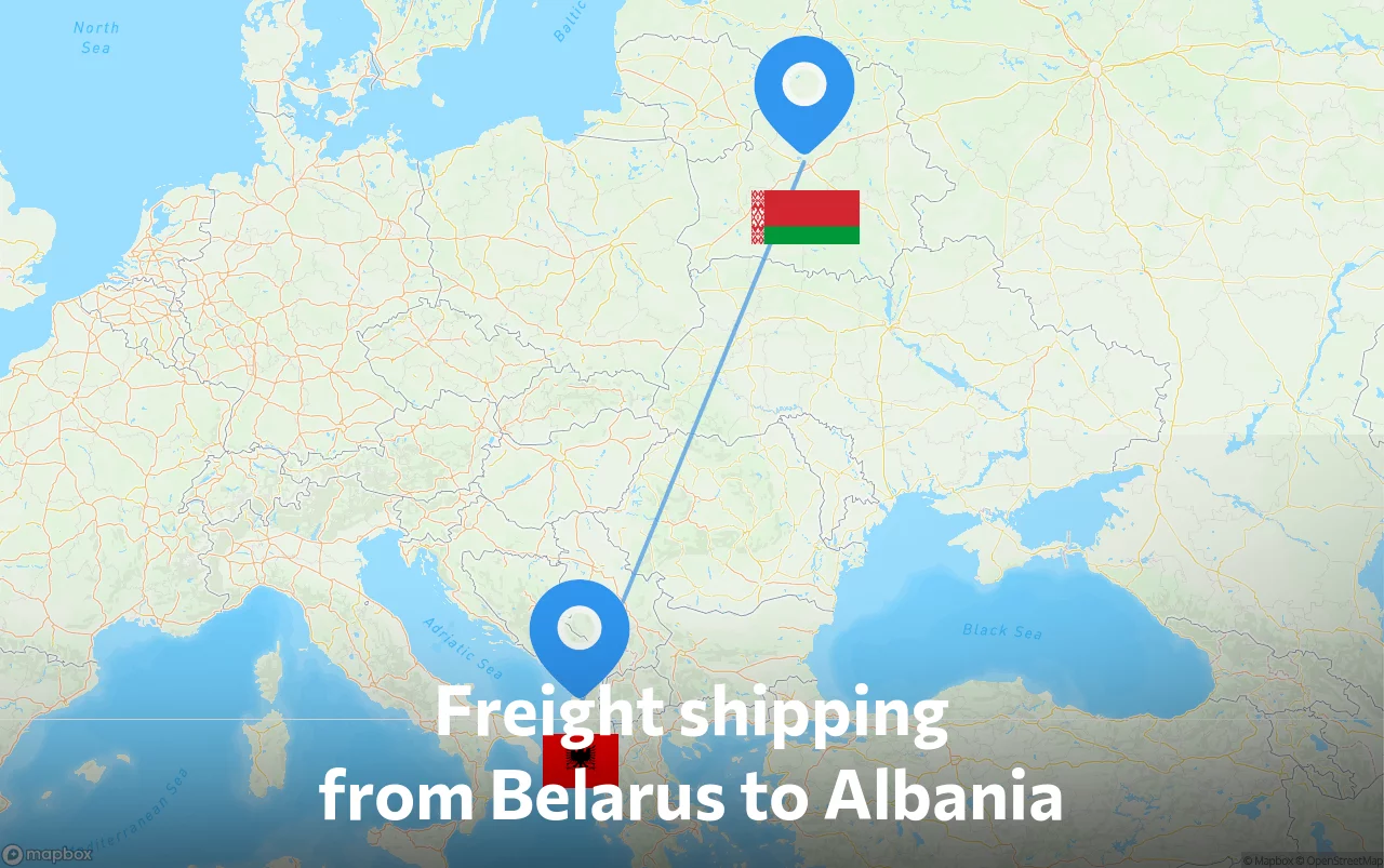 Shipping route from Belarus to Albania