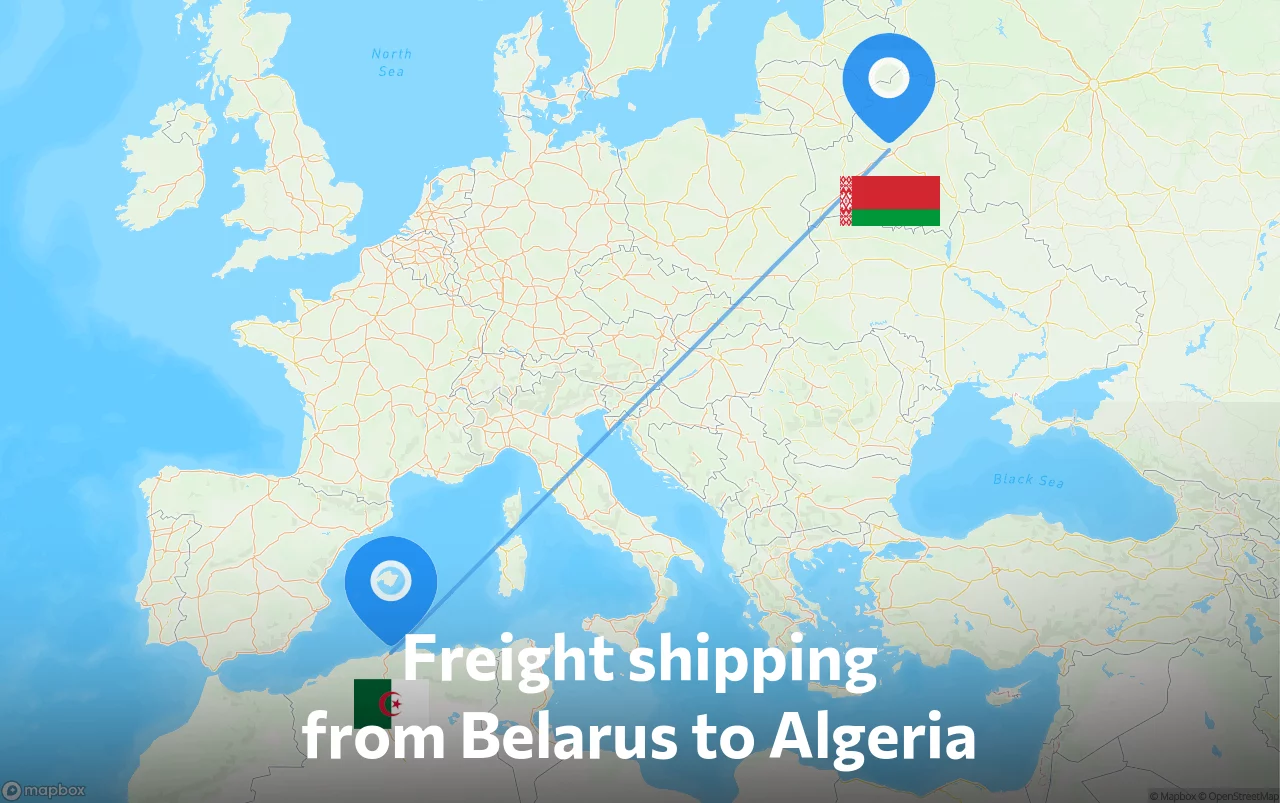 Shipping route from Belarus to Algeria
