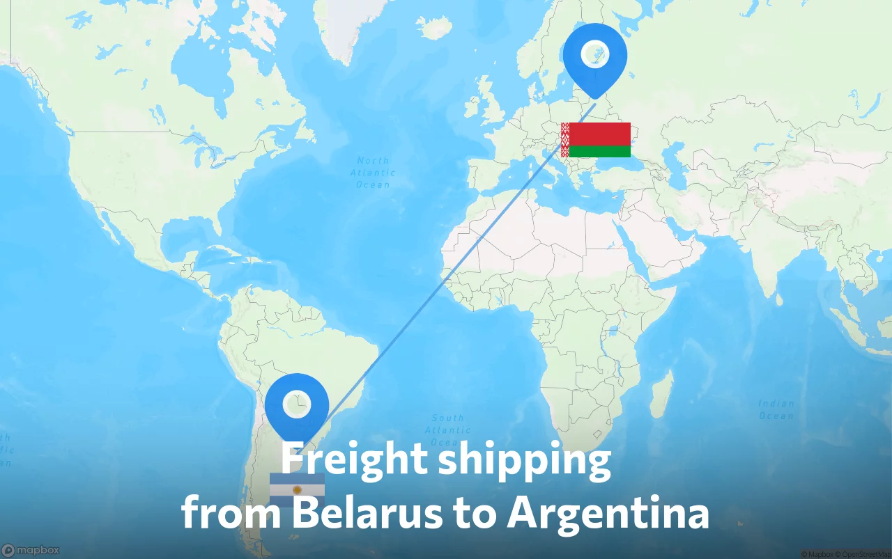Shipping route from Belarus to Argentina