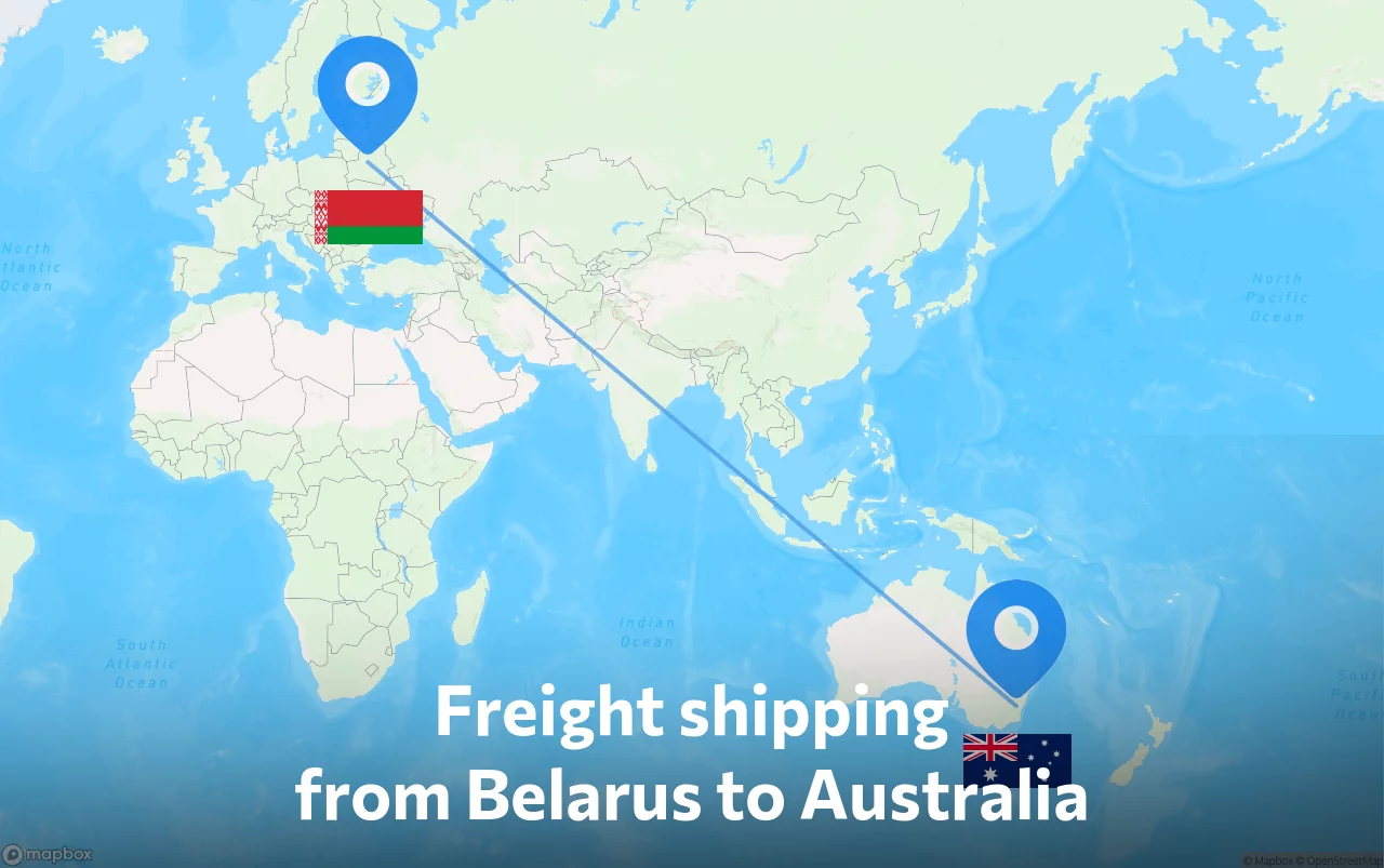 Shipping route from Belarus to Australia