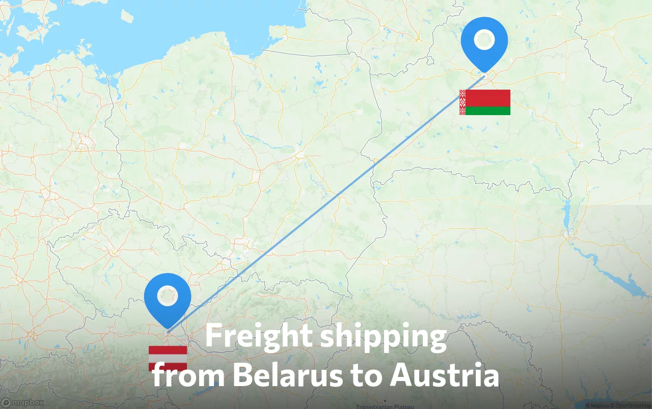 Shipping route from Belarus to Austria
