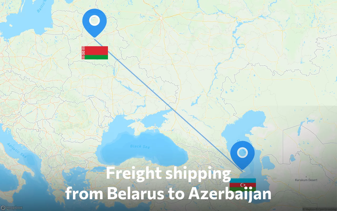 Shipping route from Belarus to Azerbaijan