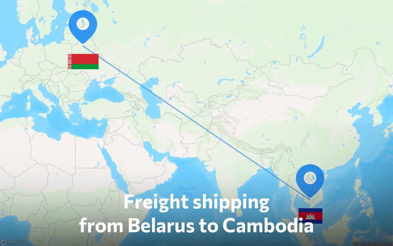 Shipping route from Belarus to Cambodia