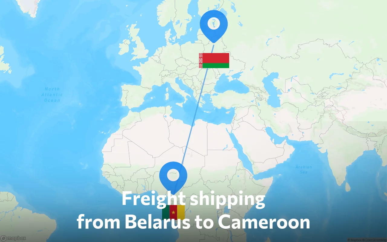 Shipping route from Belarus to Cameroon
