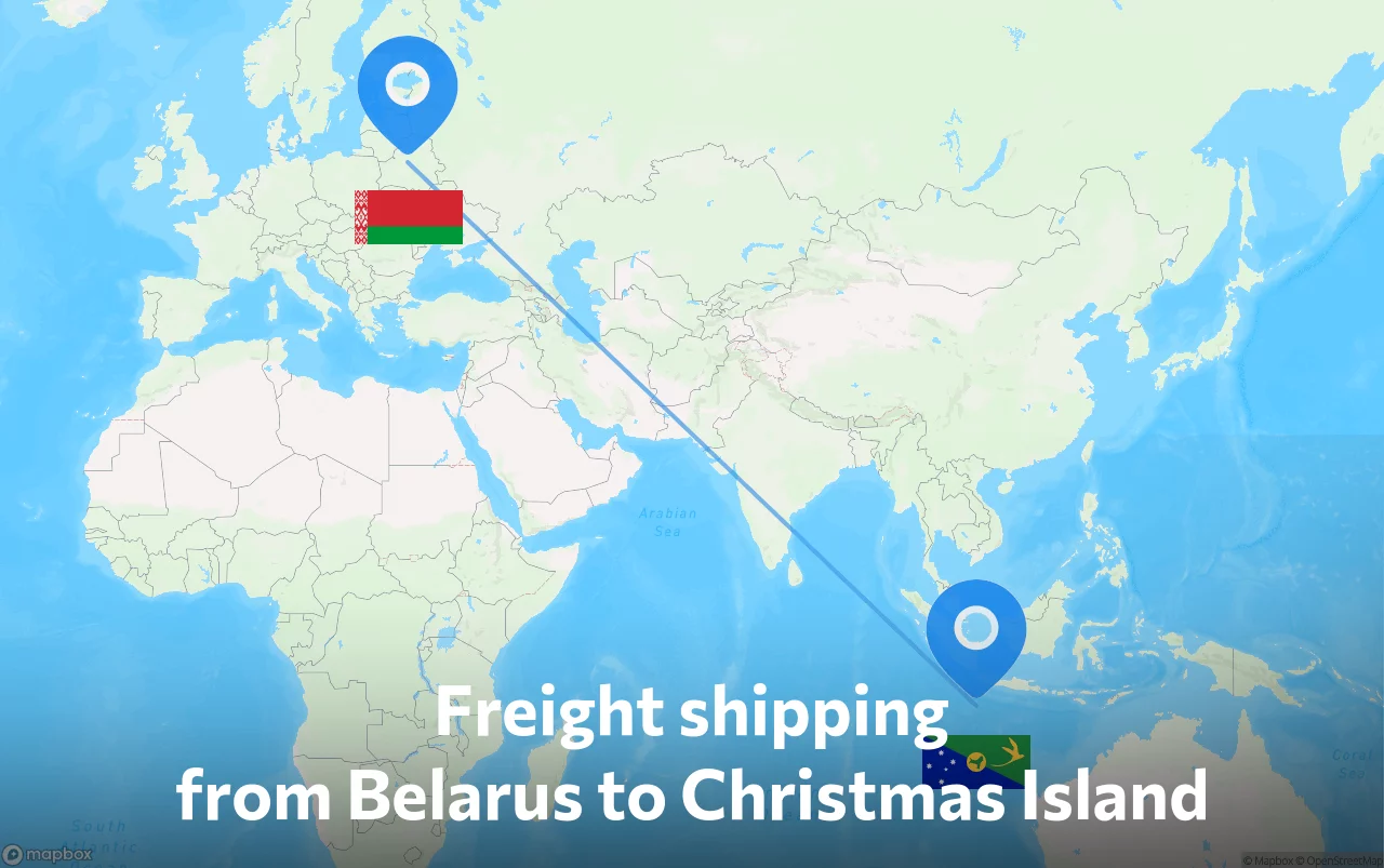 Shipping route from Belarus to Christmas Island
