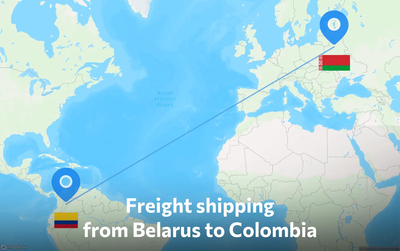 Shipping route from Belarus to Colombia
