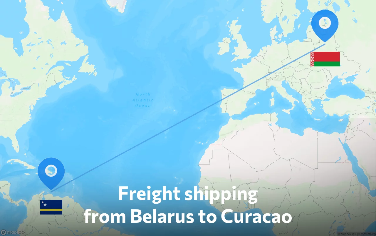 Shipping route from Belarus to Curacao