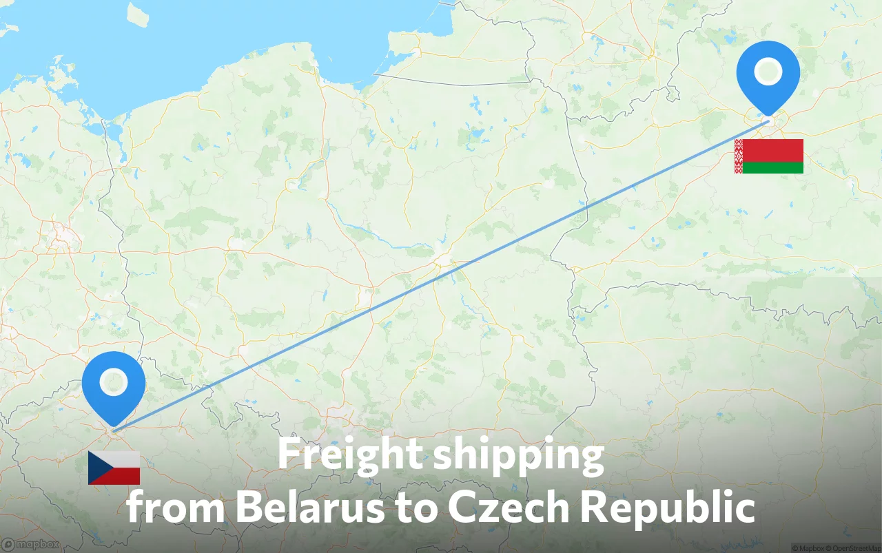 Shipping route from Belarus to Czech Republic
