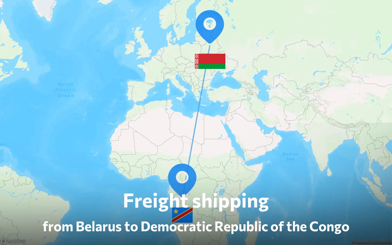 Shipping route from Belarus to Democratic Republic of the Congo