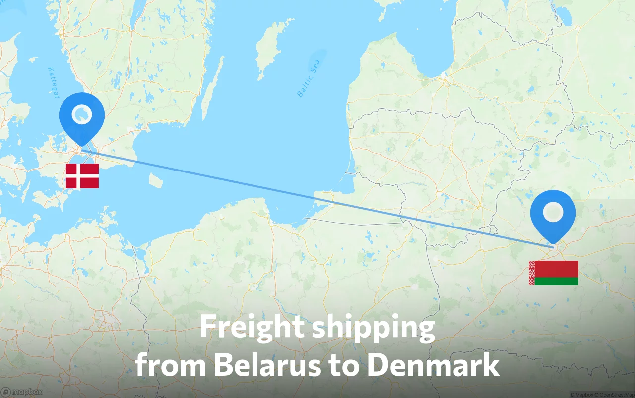 Shipping route from Belarus to Denmark