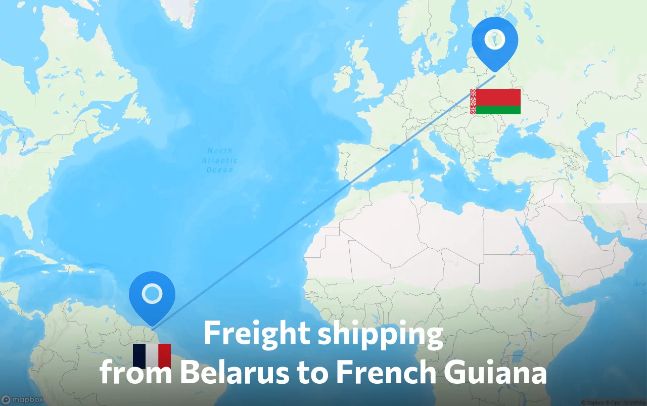 Shipping route from Belarus to French Guiana