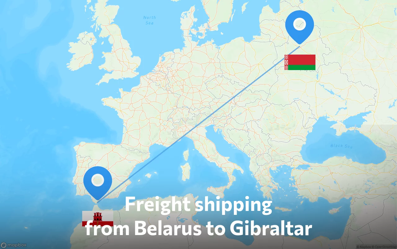 Shipping route from Belarus to Gibraltar