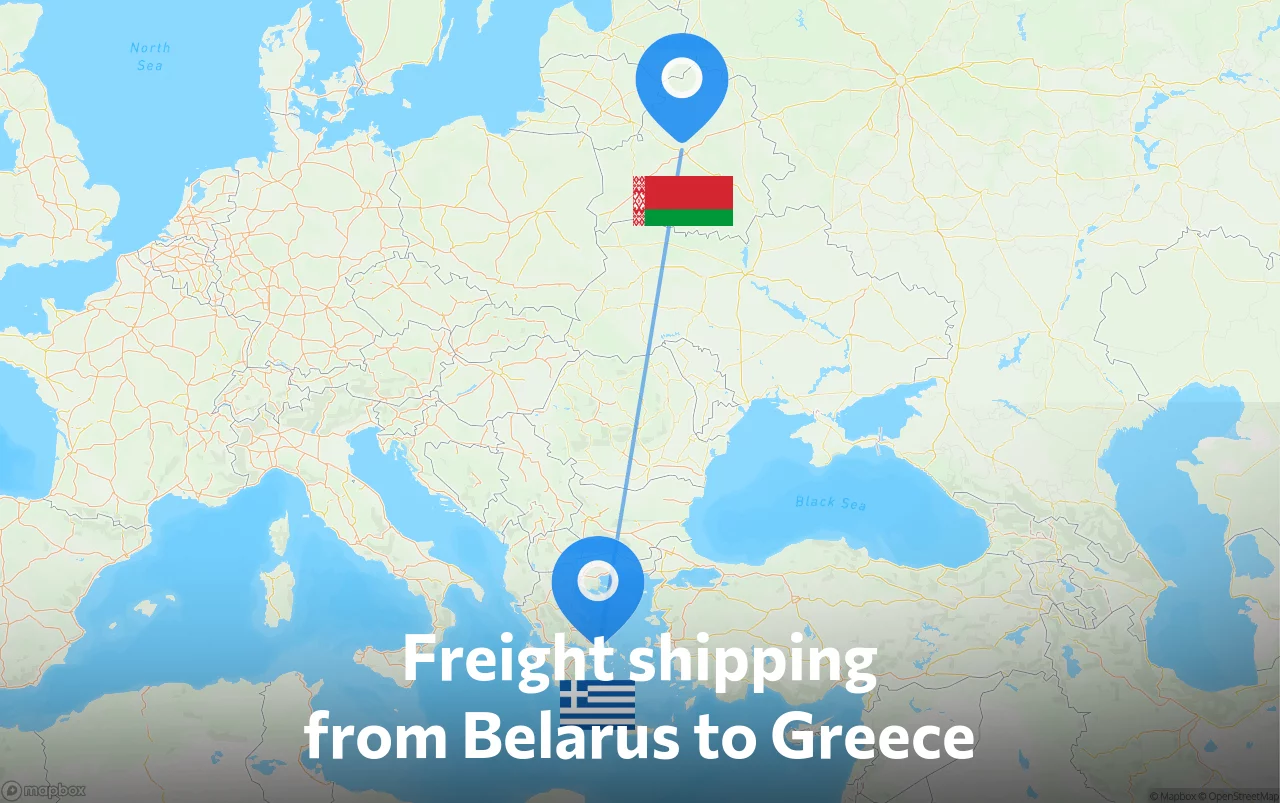 Shipping route from Belarus to Greece