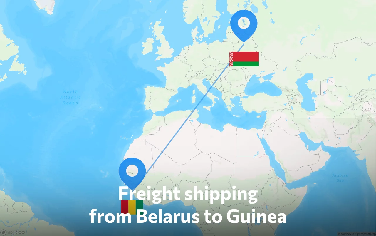 Shipping route from Belarus to Guinea