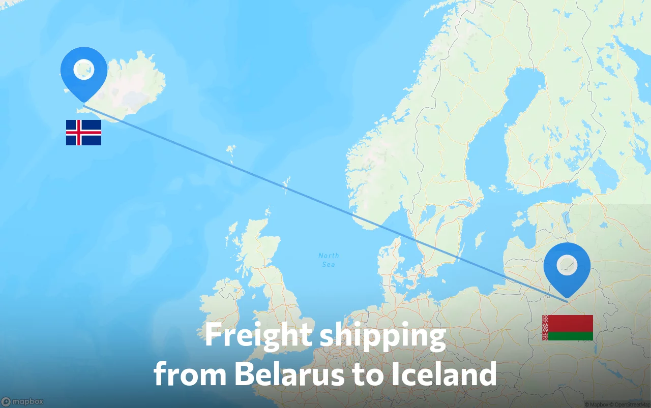 Shipping route from Belarus to Iceland
