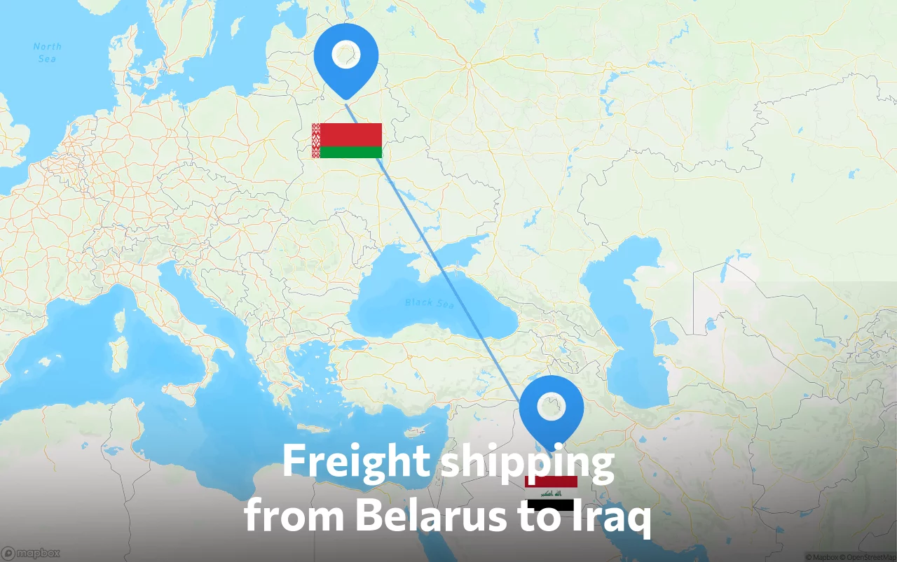Shipping route from Belarus to Iraq