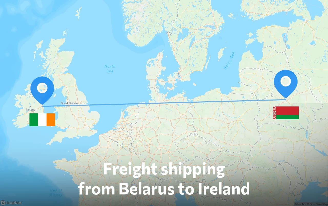 Shipping route from Belarus to Ireland