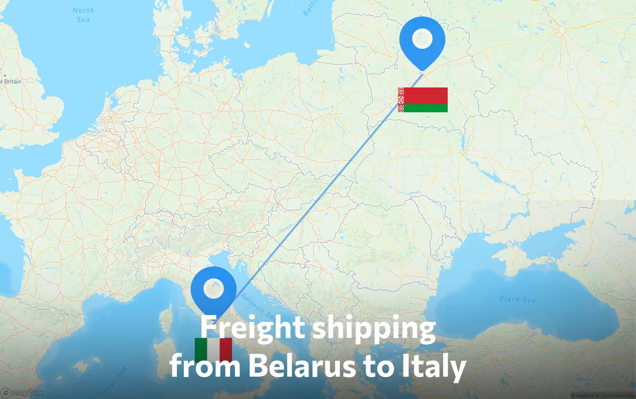 Shipping route from Belarus to Italy