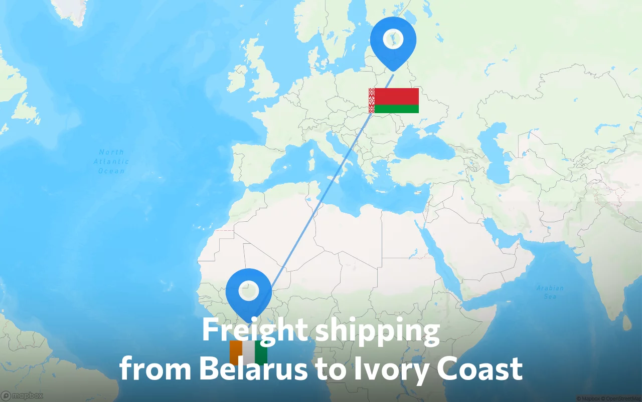 Shipping route from Belarus to Ivory Coast