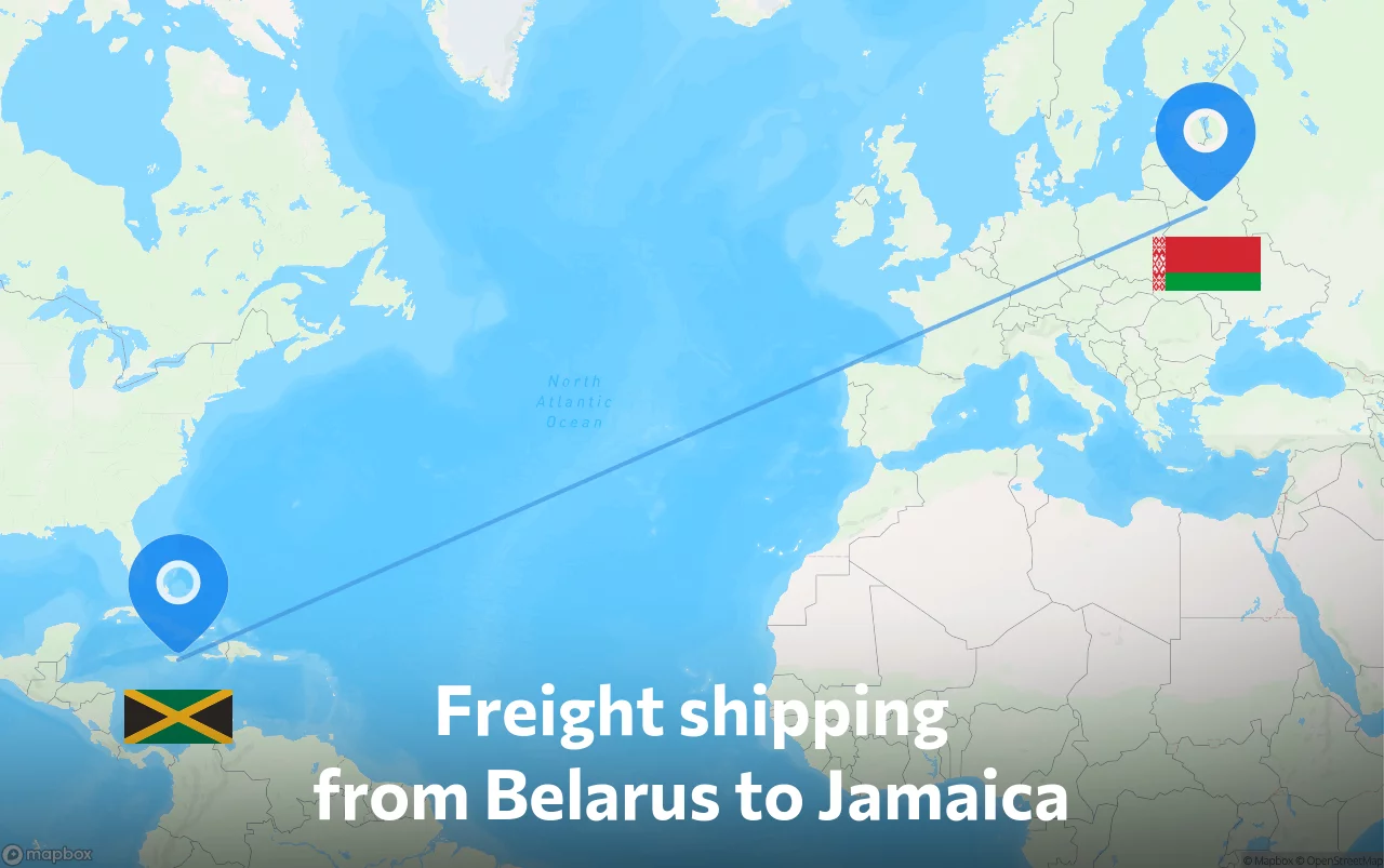 Shipping route from Belarus to Jamaica