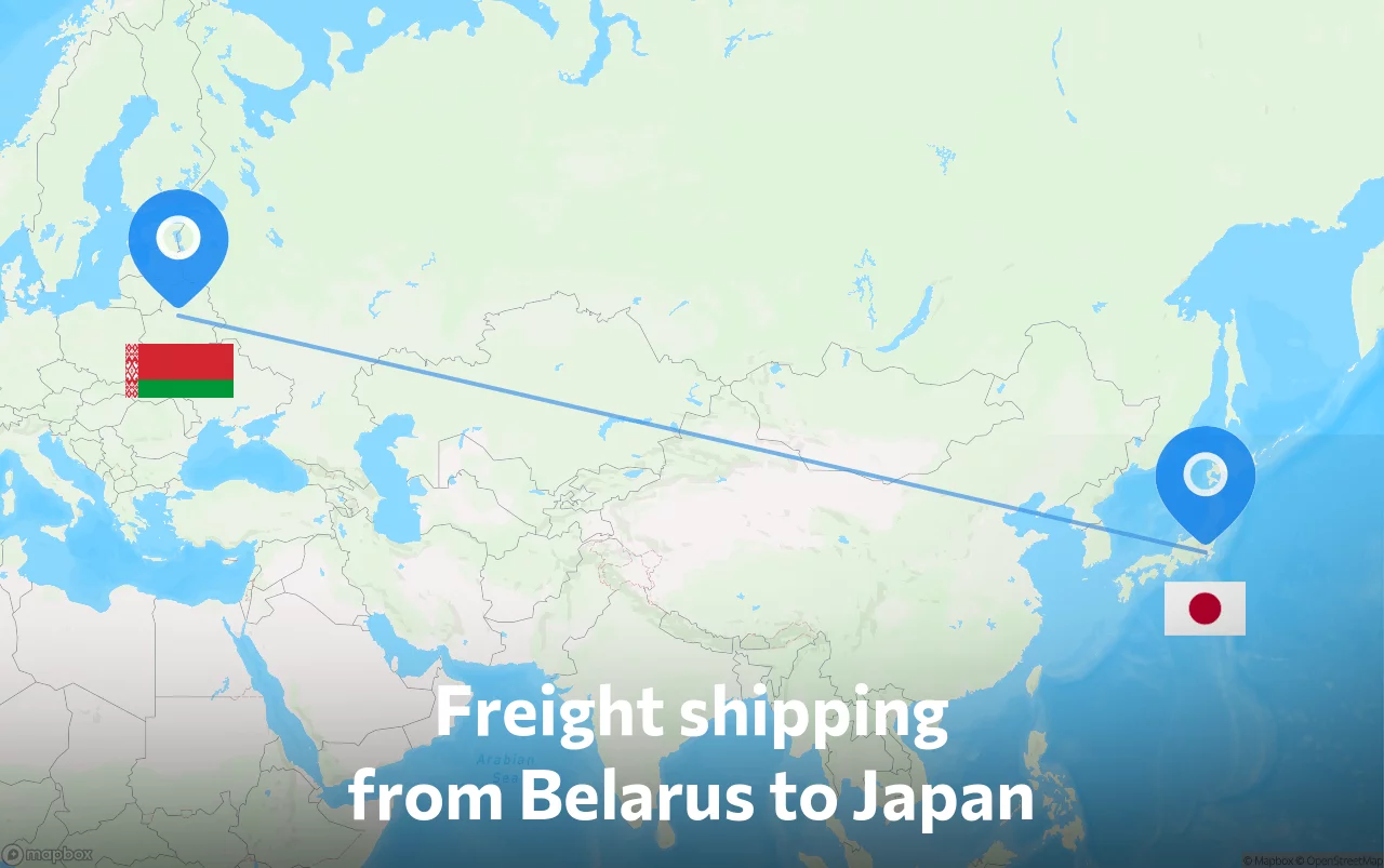 Shipping route from Belarus to Japan