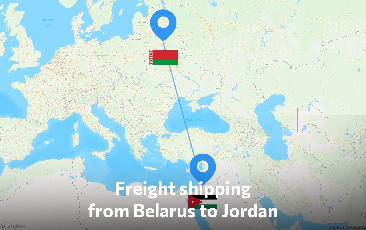 Shipping route from Belarus to Jordan