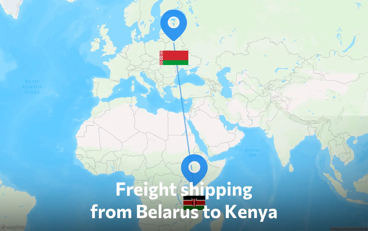 Shipping route from Belarus to Kenya