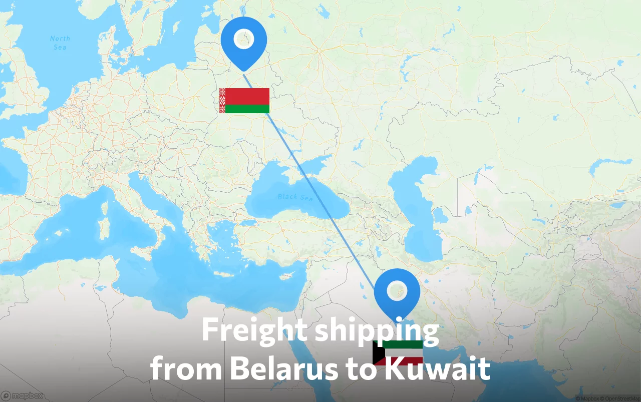 Shipping route from Belarus to Kuwait
