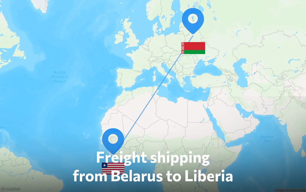 Shipping route from Belarus to Liberia