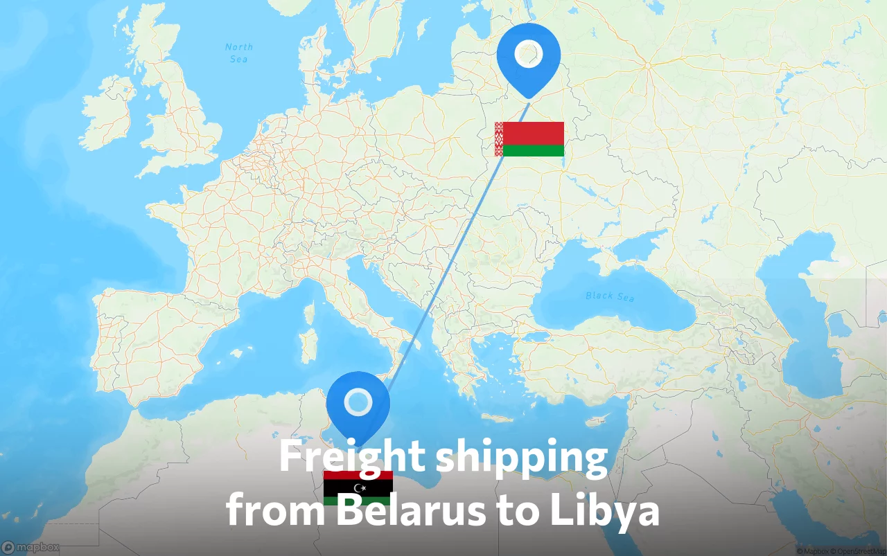 Shipping route from Belarus to Libya