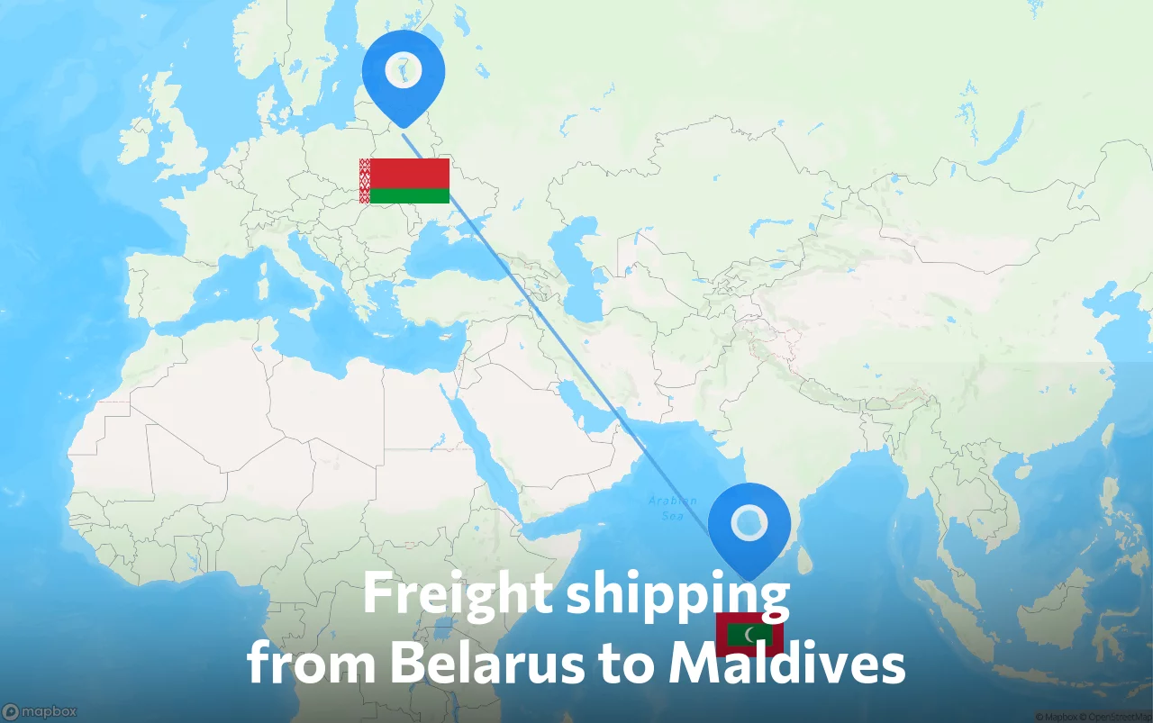 Shipping route from Belarus to Maldives