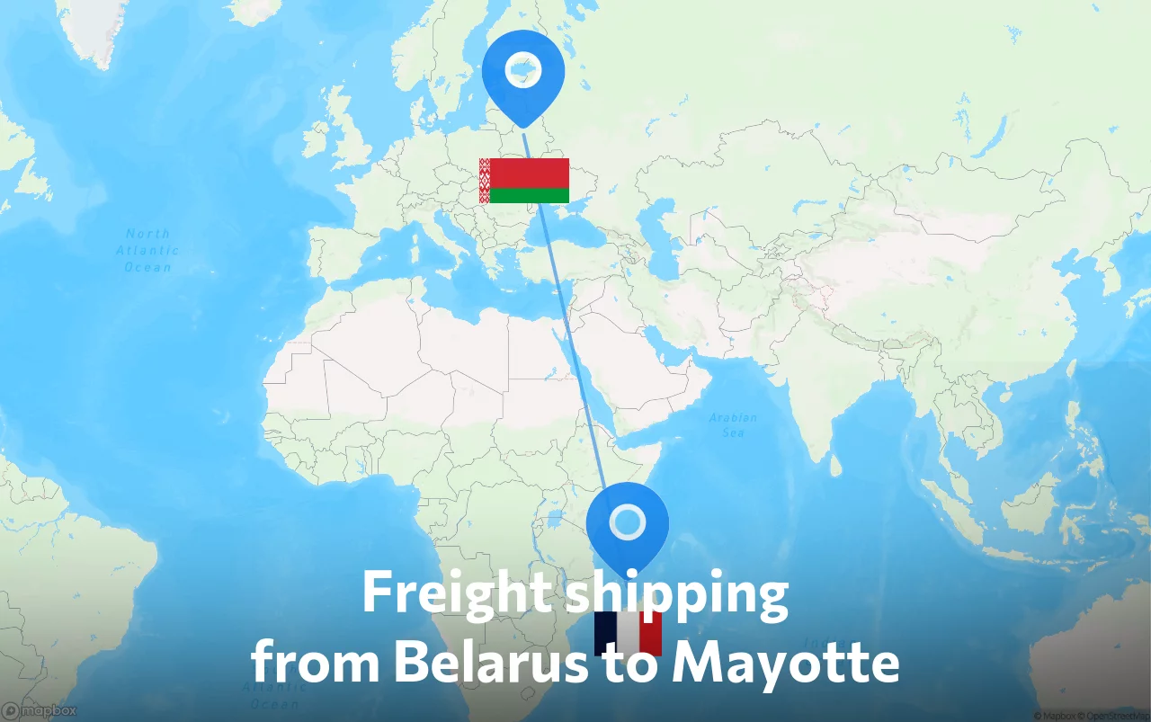 Shipping route from Belarus to Mayotte