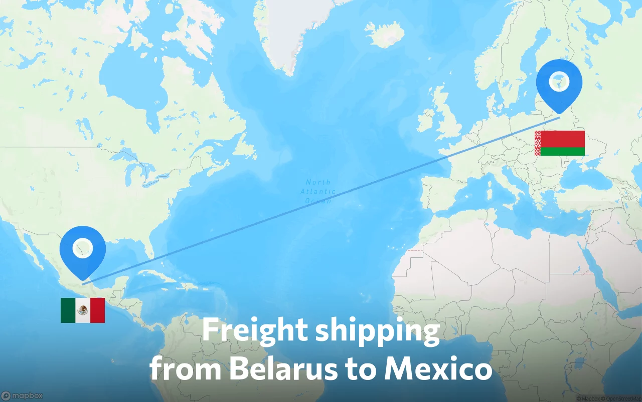 Shipping route from Belarus to Mexico