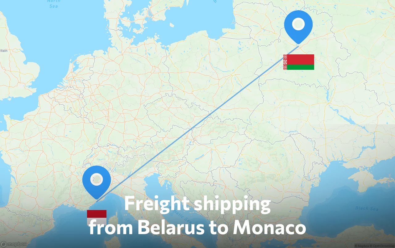 Shipping route from Belarus to Monaco