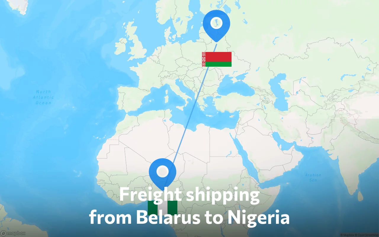 Shipping route from Belarus to Nigeria