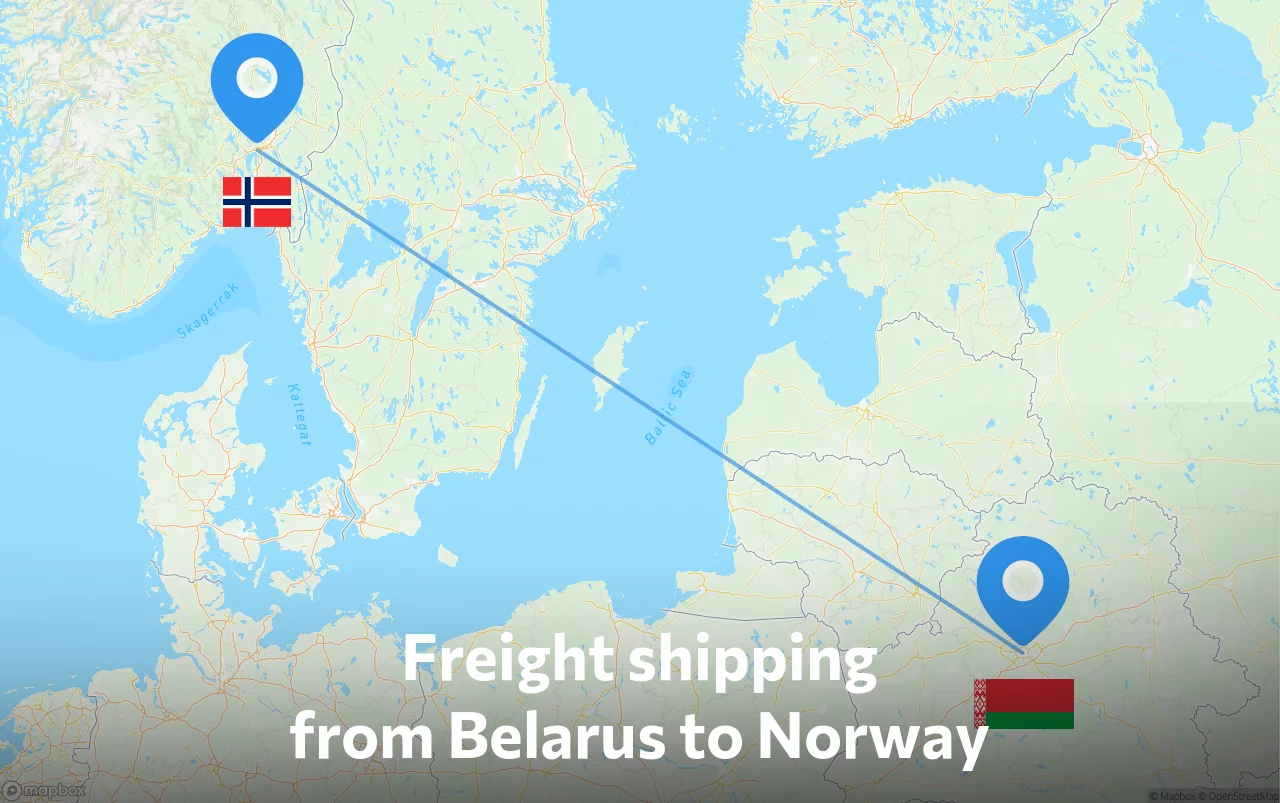 Shipping route from Belarus to Norway