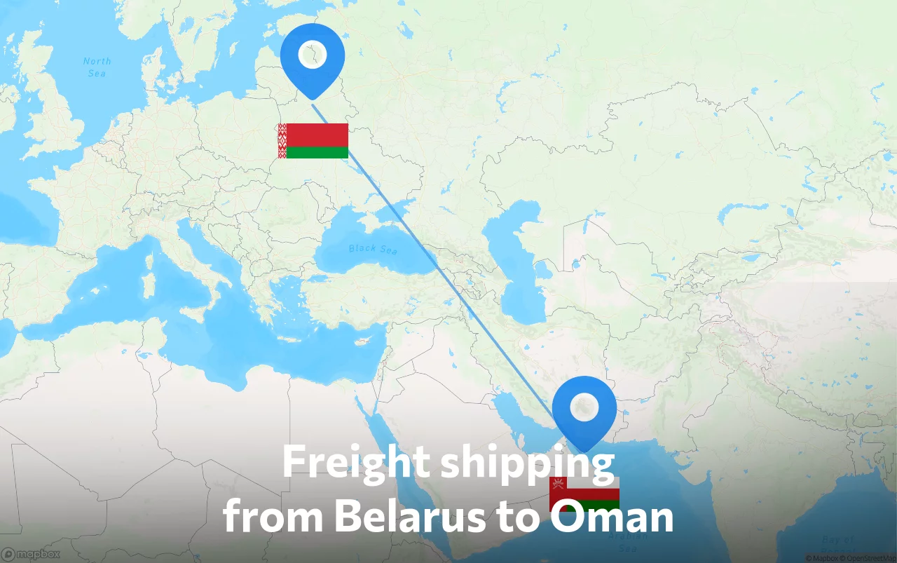 Shipping route from Belarus to Oman