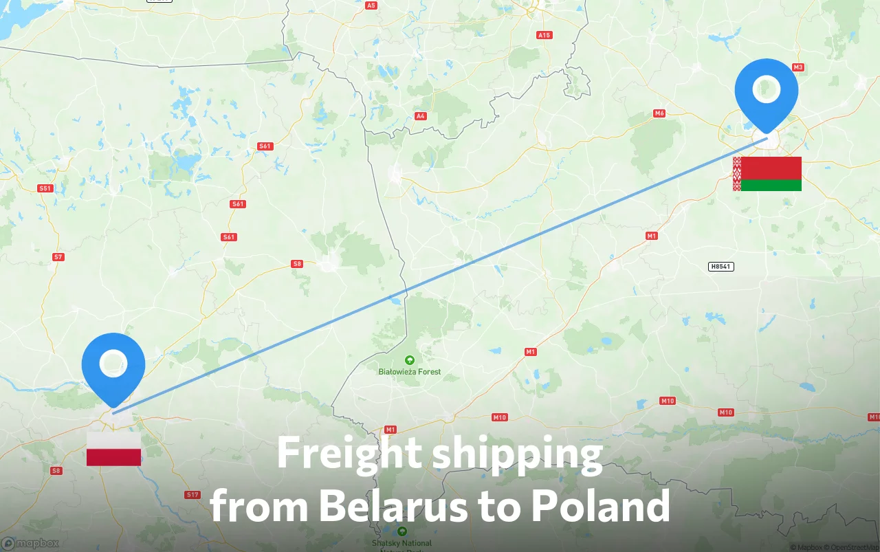 Shipping route from Belarus to Poland